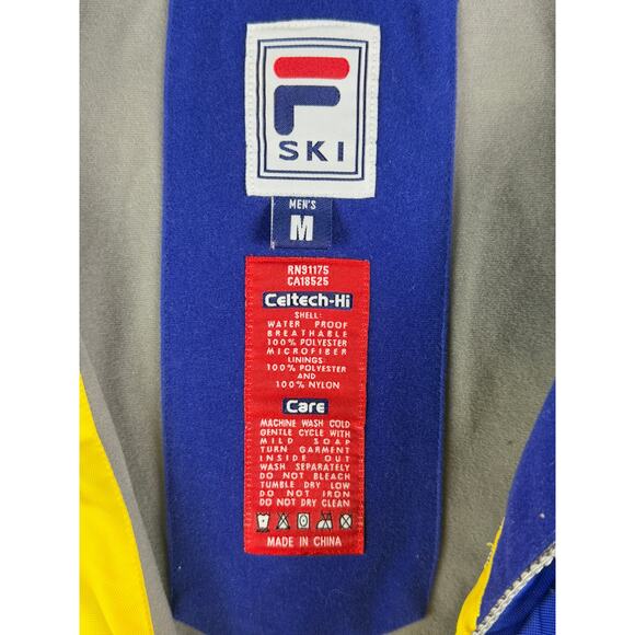 FILA Ski Performance Celtech-Hi Competition Jacket Retro Blue Yellow Mens Medium - Picture 9 of 11